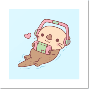 Cute Sea Otter Gamer Chilling With Game Console Posters and Art